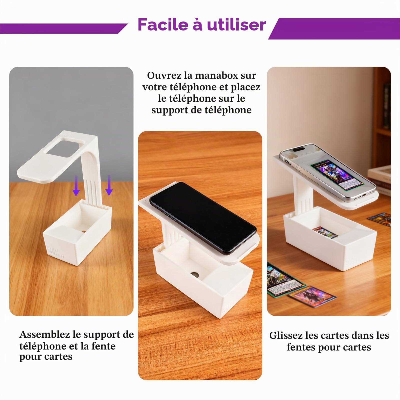 ScanBox pour MTG, TCG Deckbox avec support de téléphone réglable compatible avec ManaBox, convient pour la collection de cartes