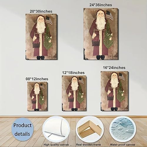 Miniatura 5 de FLZYKGPA Impresiones artísticas retro de Navidad de 12 x 18 pulgadas, lienzo navideño de Papá Noel, póster de Navidad de granja de invierno,