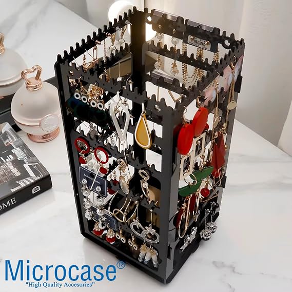 Microcase 360 Derece Döner Başlıklı Takı Aksesuar Organizer Standı AL5459 (Siyah)