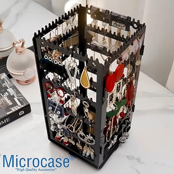 Microcase 360 Derece Döner Başlıklı Takı Aksesuar Organizer Standı AL5459 (Siyah)