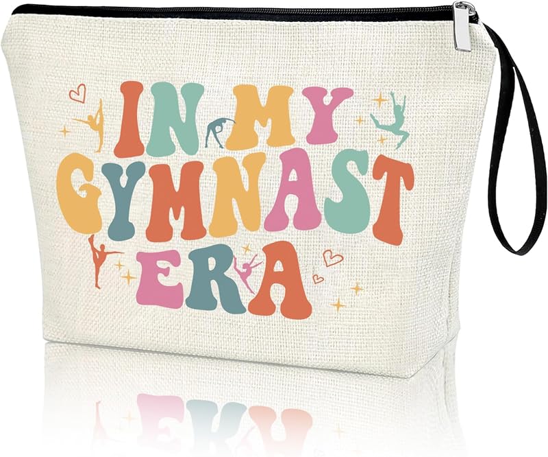 Necessaire de Maquiagem Creakraft IN MY GYMNAST ERA, Branca, com Zíper e Alça de Mão, 1 unidade