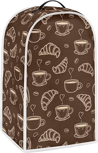 HUISEFOR Croissant - Fundas para licuadora con diseño de café, para electrodomésticos de cocina, cubierta antipolvo, lavable, antisalpicaduras, para