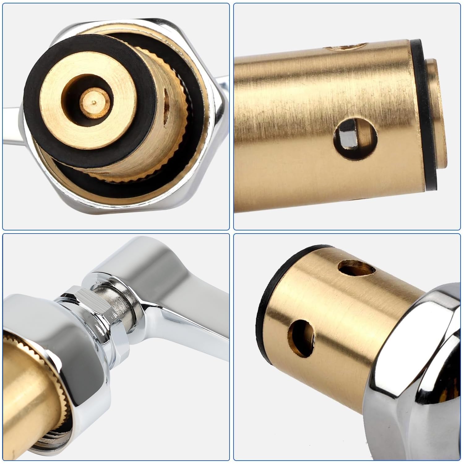 KWODE Hot & Cold Handle Stem Spindle Assembly – Replacement For T&S Brass Faucets, 002713-40 (Cold) & 002714-40 (Hot), 3-1/8 Inch, Brass Quarter-Turn