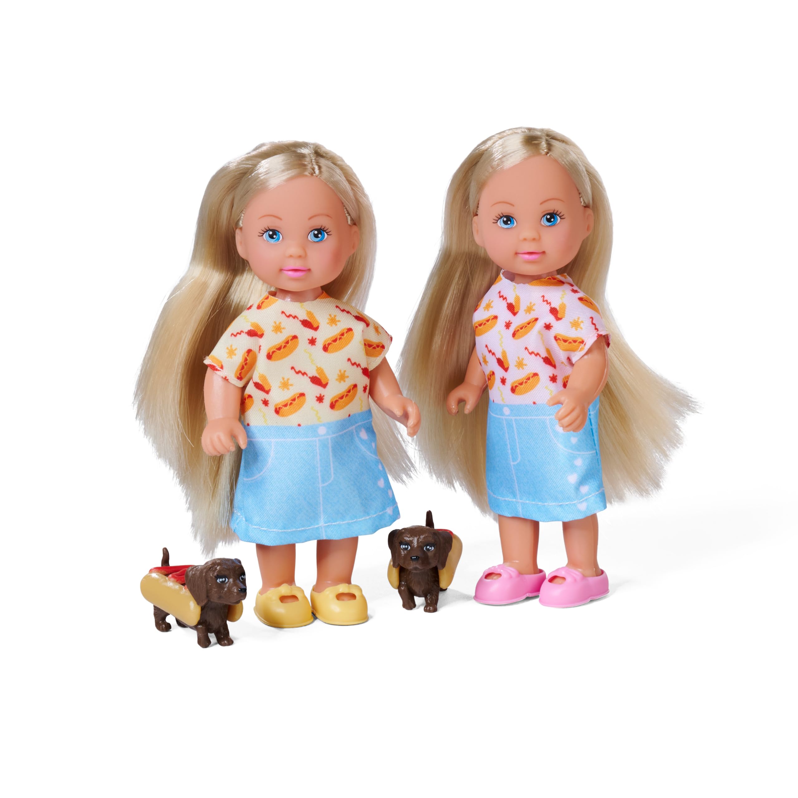 Simba Evi Love Hotdog, 2-Way Assorted, Only One Item Delivered, Toy Doll in Cute Outfit with Dachshund in Hot Dog Costume, 12 cm, from 3 Years