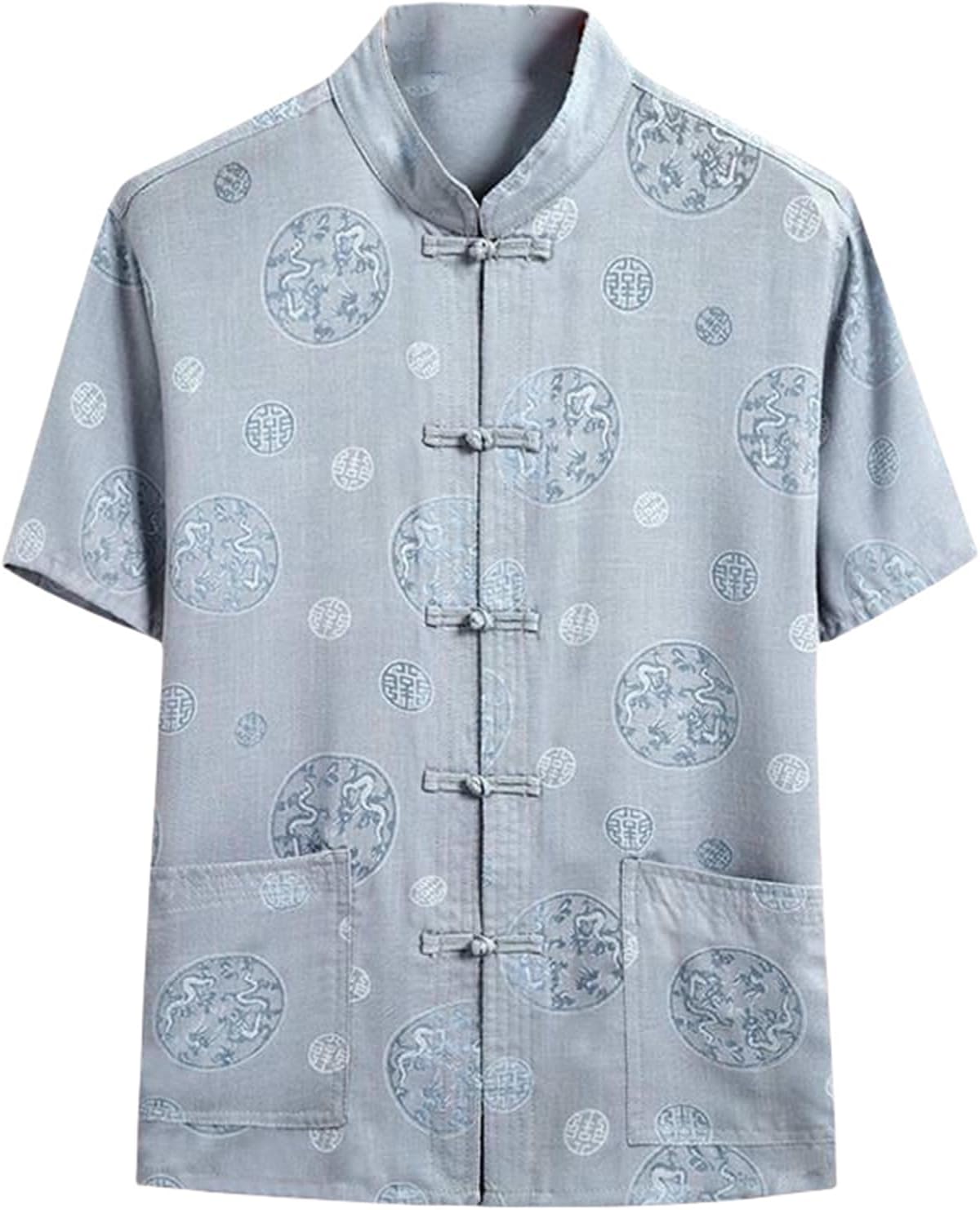 Men's Summer Retro Chinese Style Casual Linen Cotton Tang Suit Shirt