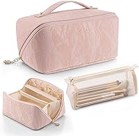 Vista 16 de Vlando Bolsa de maquillaje con inicial, regalos personalizados para mujer, Blanco-S