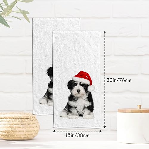 Miniatura 4 de XOLLAR Paquete de 2 toallas de mano de baño para baño, cocina, Navidad, cachorro, perro, suaves, absorbentes, decorativas, toallas de cocina,