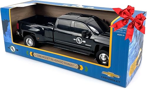 Big Country Toys Realistic Chevrolet Silverado Dually Truck Toy & Trailer Hitch, 1:20 Scale Farm Toys for 3 Year Old Boys
