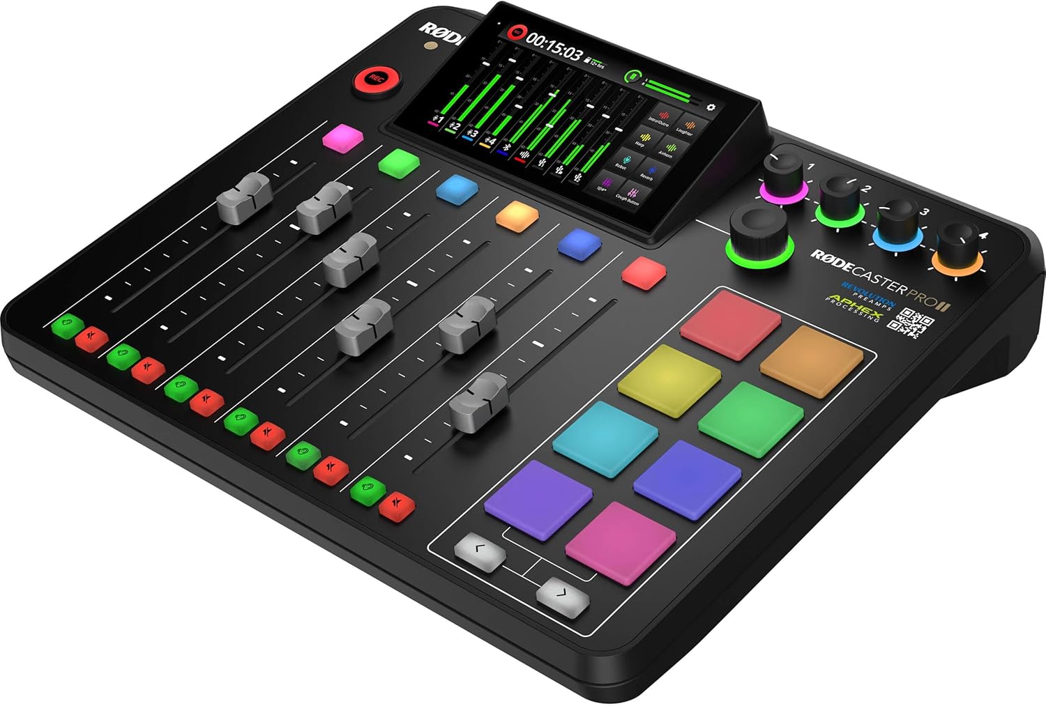 Rode RODECaster Pro 2 with Rode PodMic Dynamic Podcasting Microphone, Desktop Microphone Stand, 32GB microSD Card, XLR Cable and StreamEye Cloth (One-Person Bundle)