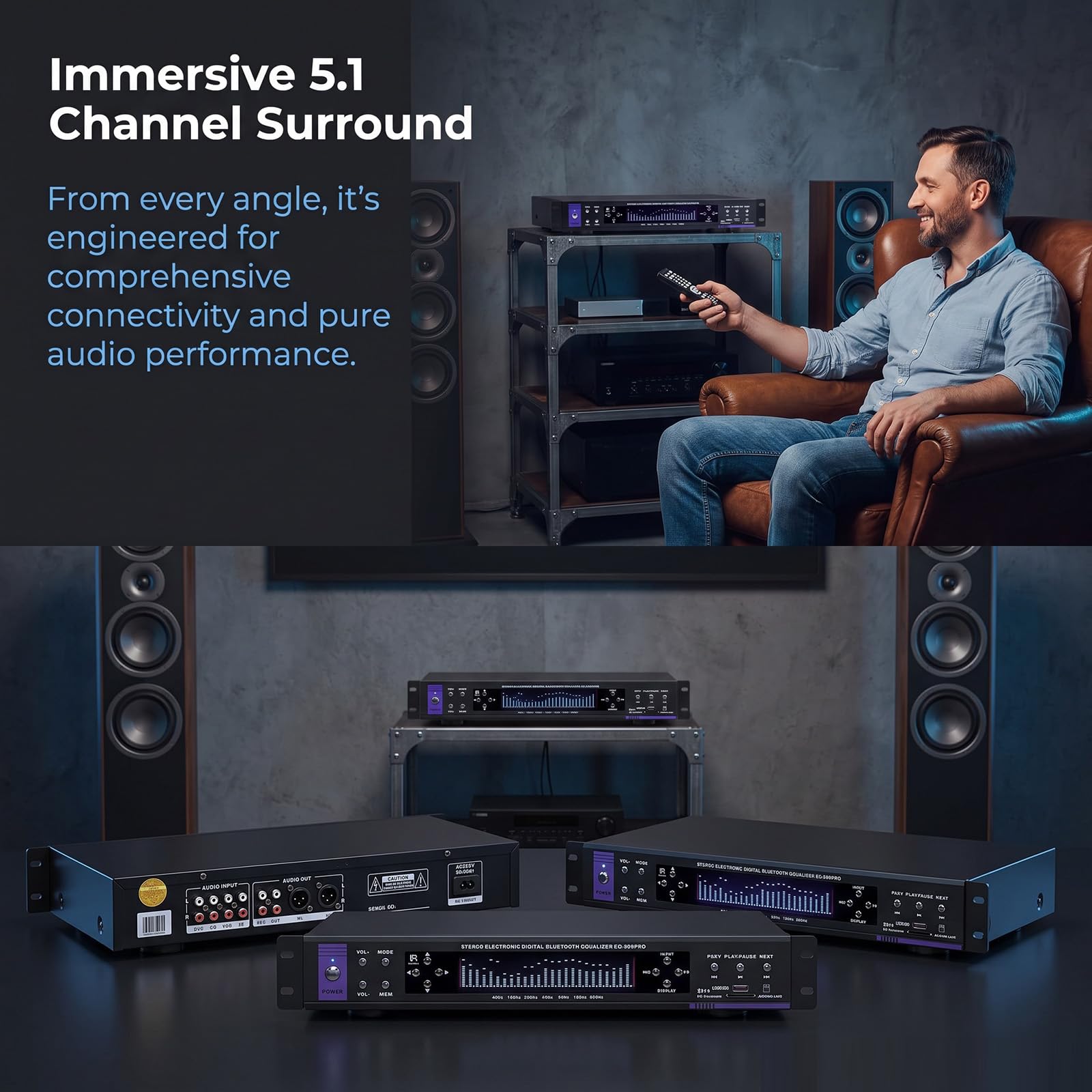 Digitaler Grafik-equalizer, Hifi-audio-equalizer Mit Bluetooth, Lautstärkeregelung, 32-segment-musikspektrumanzeige, Fernbedienung, 12 Rhythmusmustern Für Aufnahmestudios C