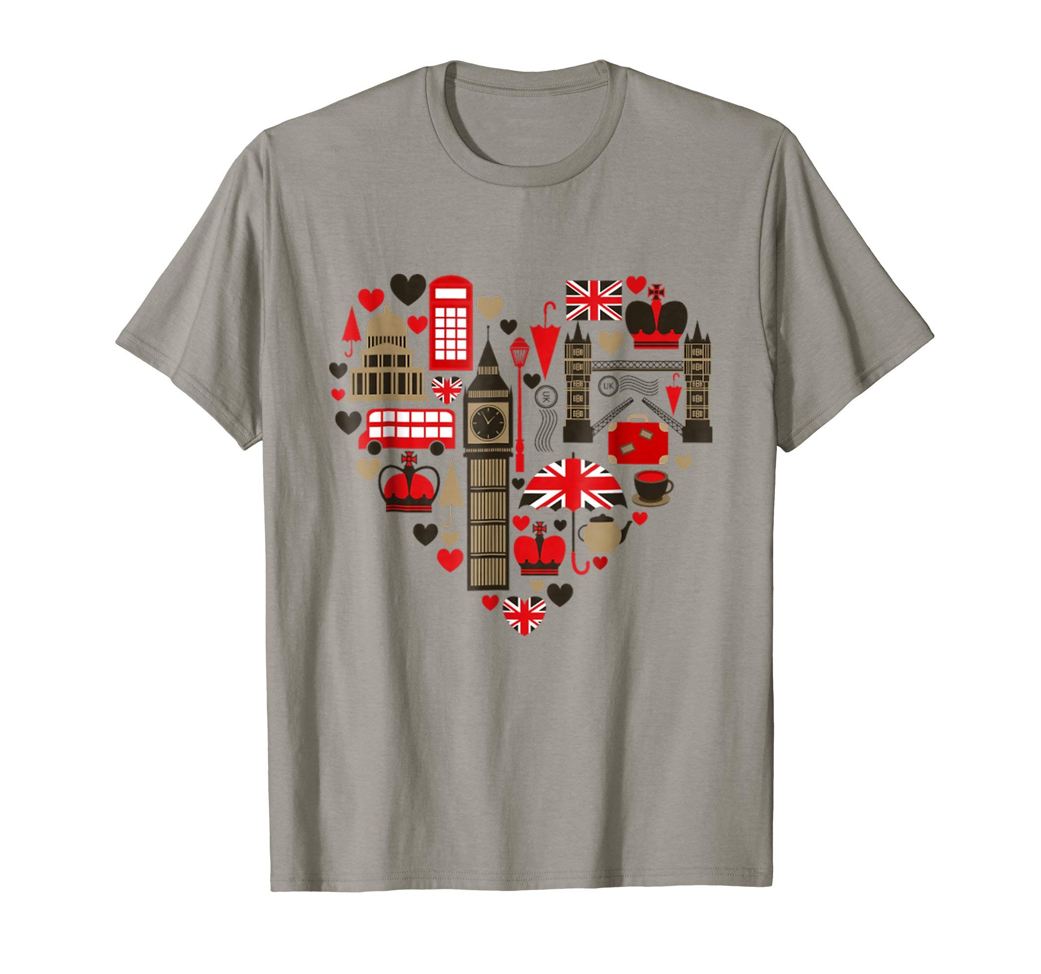 VISHTEAVintage London Tshirt I Love Travel Wanderlust Union Jack T-ShirtOEKO-TEX STANDARD 100
