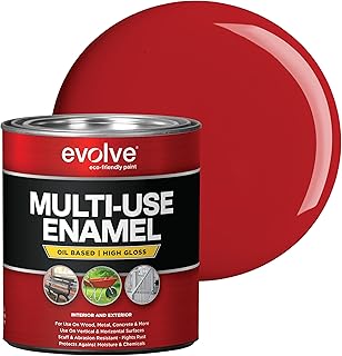 EVOLVE Multi-Purpose Alkyd Enamel – Interior Exterior Oil-Based Paint for Wood, Metal, Concrete, & Masonry, High-Gloss, Rust & Abrasion Resistant (Safety Red, 1 Quart)