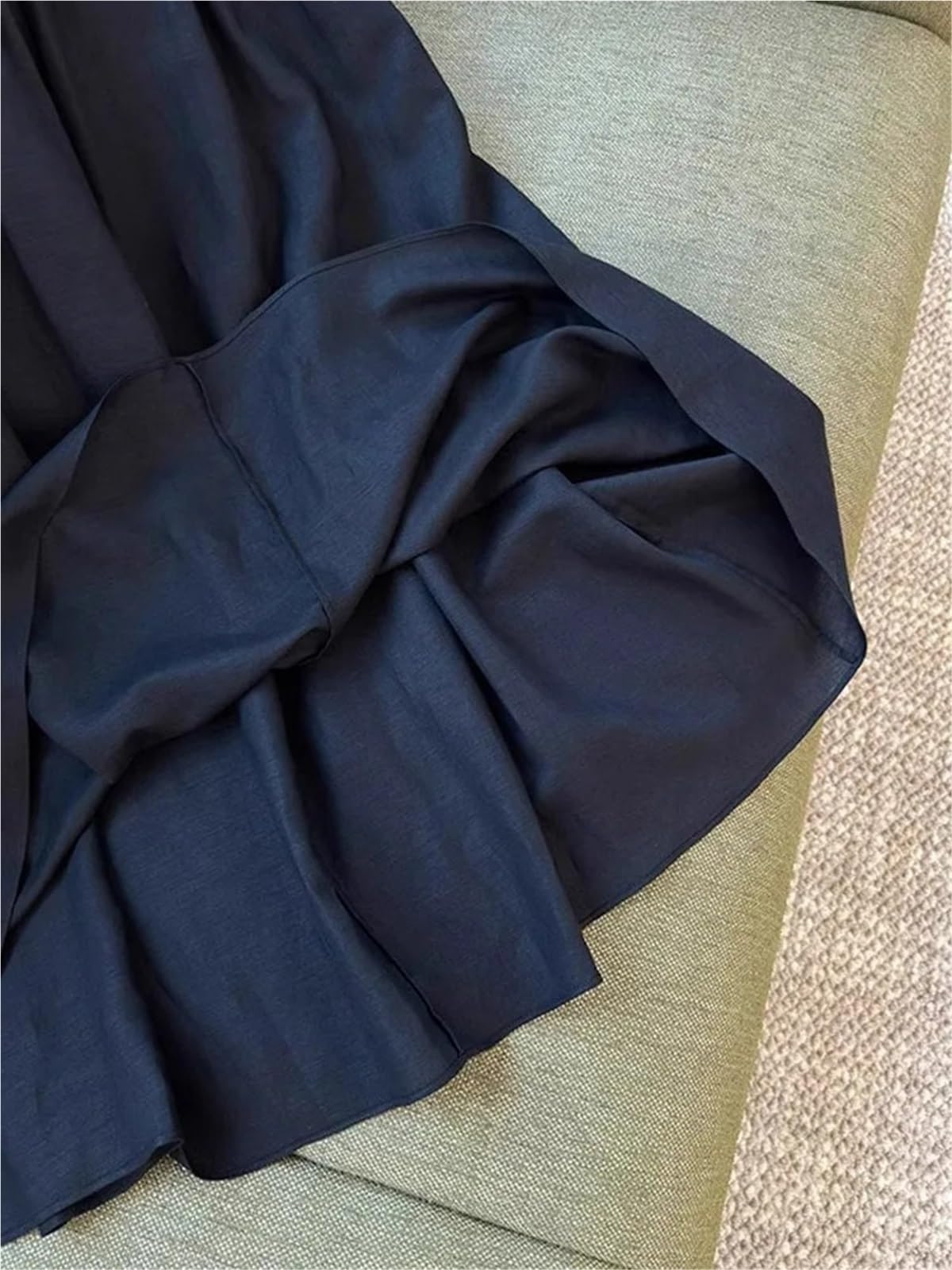Falda Midi de Mezcla Lino y algodón Cintura Alta for Mujer, Corte en A, Adelgazante, Primavera Verano Conjuntos de Verano