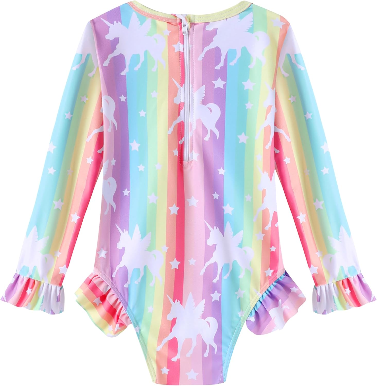 Toddler Girls Long Sleeve Swimsuit One Piece Ruffle Zipper Rash Guard Bathing Suit UPF 50+ Kid Swimwear 1-6 Years - Image 2