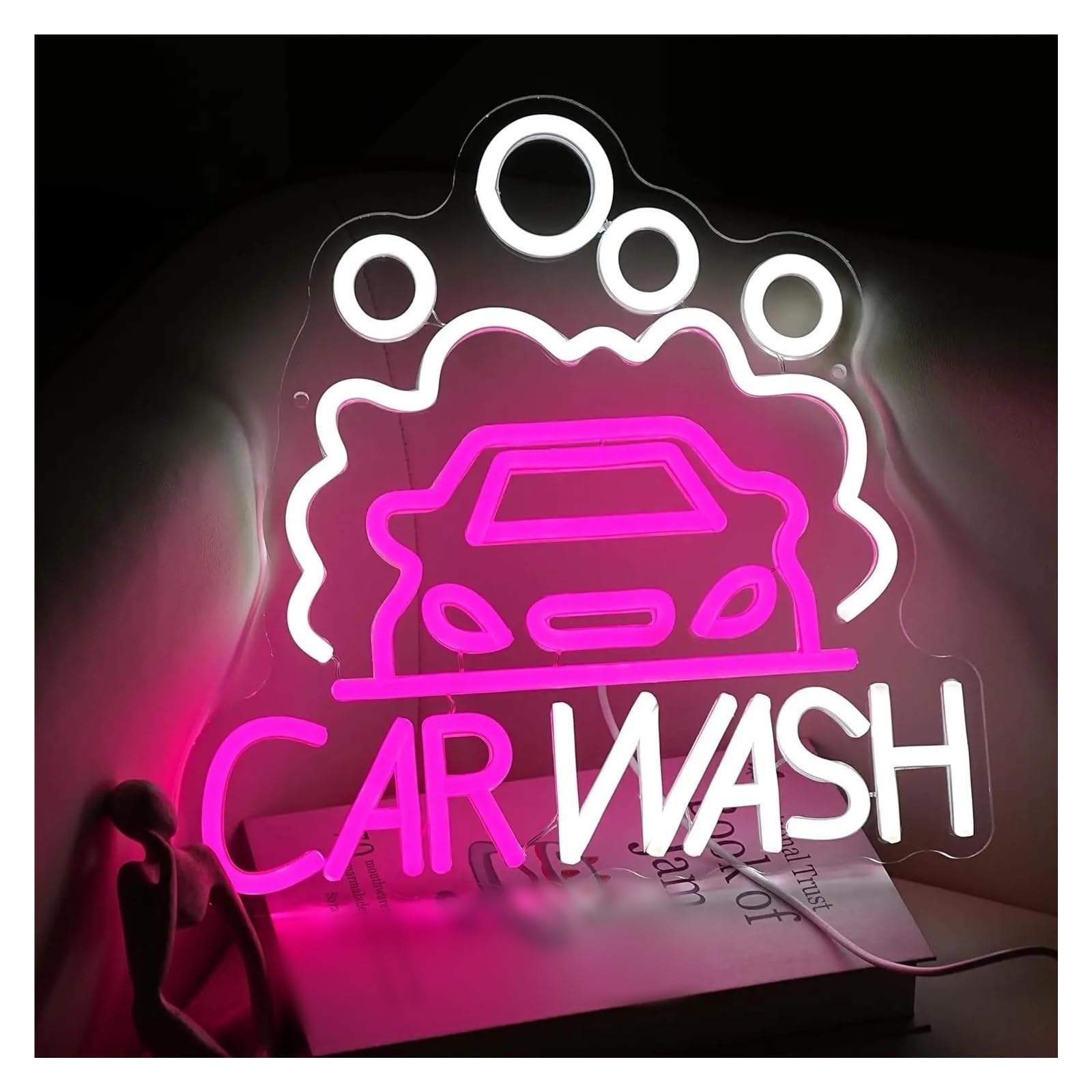 cartelli al neon personalizzati Car Wash Insegna Al Neon USB Business LED Per L'area Di Servizio Della Stazione Del Partito Negozio Riparazioni Auto Mostra Decorazione 12.6x12.6in