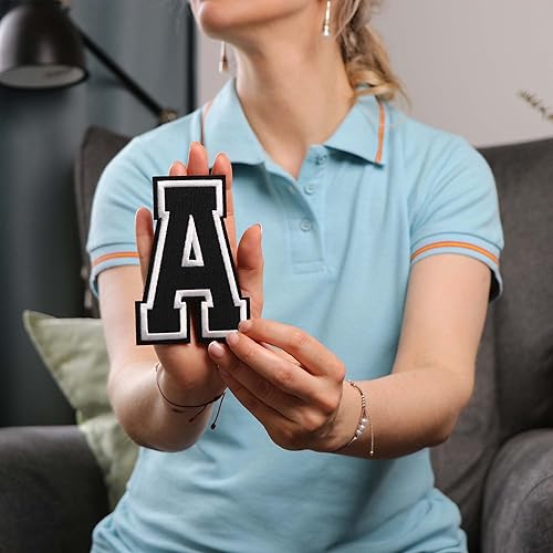 Miniatura 411 de Parches de letras termo-adhesivas de alta calidad – Lindas letras para ropa – Parche universitario para ropa – Letras bordadas de 4 1/2 parches