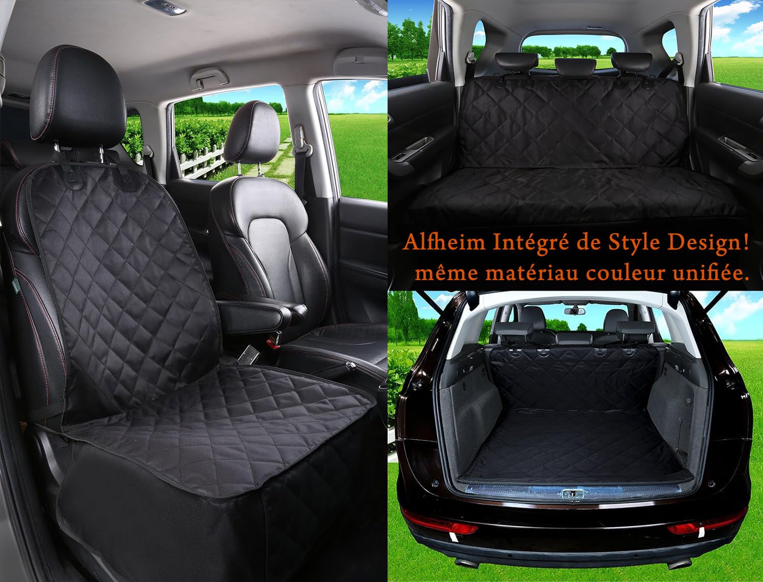 Alfheim Coussin Siège voiture anti usure pour Animaux De Compagnie/Chien, Ancrage Fixe De Caoutchouc Fond Anti-Dérapant Et ceinture De Sécurité, réglable (avant Et séparé Unique Utilisation)