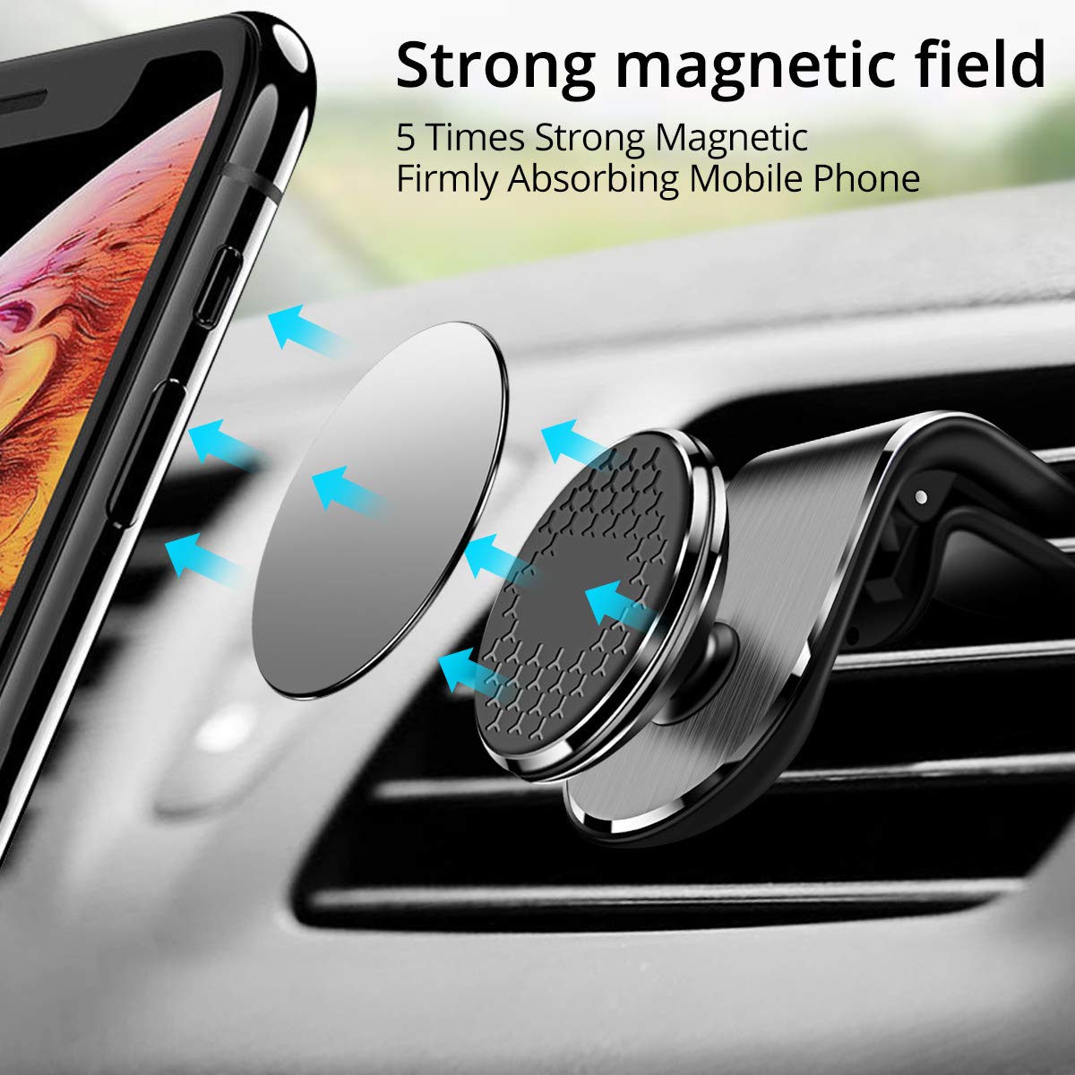 Support Voiture Magnétique Kinizuxi Pour Téléphone - Rotation 360°, Aimant Puissant, Universel 4.7-6.7"