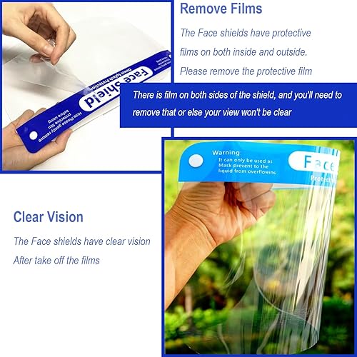 Miniatura 5 de 10 protectores faciales, antiempañamiento transparente, máscara facial completa, diadema ajustable y cobertura extendida de 12.52 pulgadas,