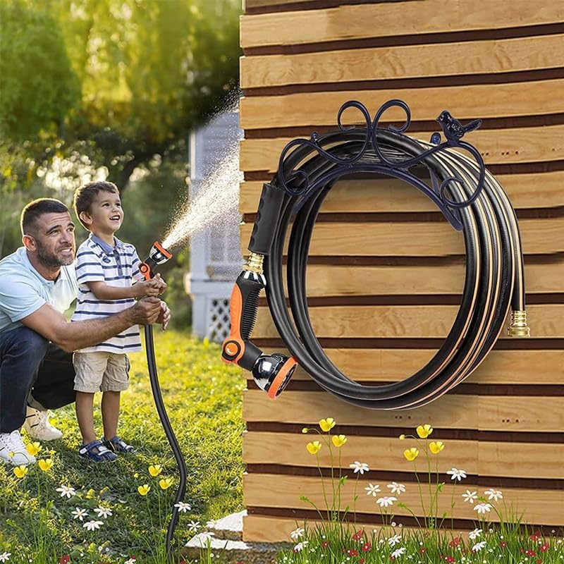 Dlmeda Robuster Gartenschlauchhalter, Wandhalterung, Hof-Wasserschlauch- Aufbewahrung, Organizer, Metall-Wasserrohr-Rollenhaken, Schlauch-Butler, for Hof, Balkon Garten