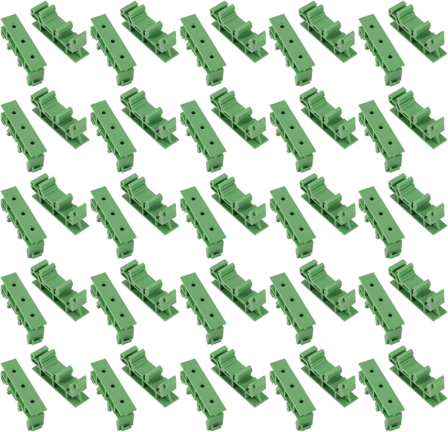 20Sets C45 DIN Rail PCB Mounting Green Bracket Holder Carrier Clips for Width 35mm or 15mm Din Rail