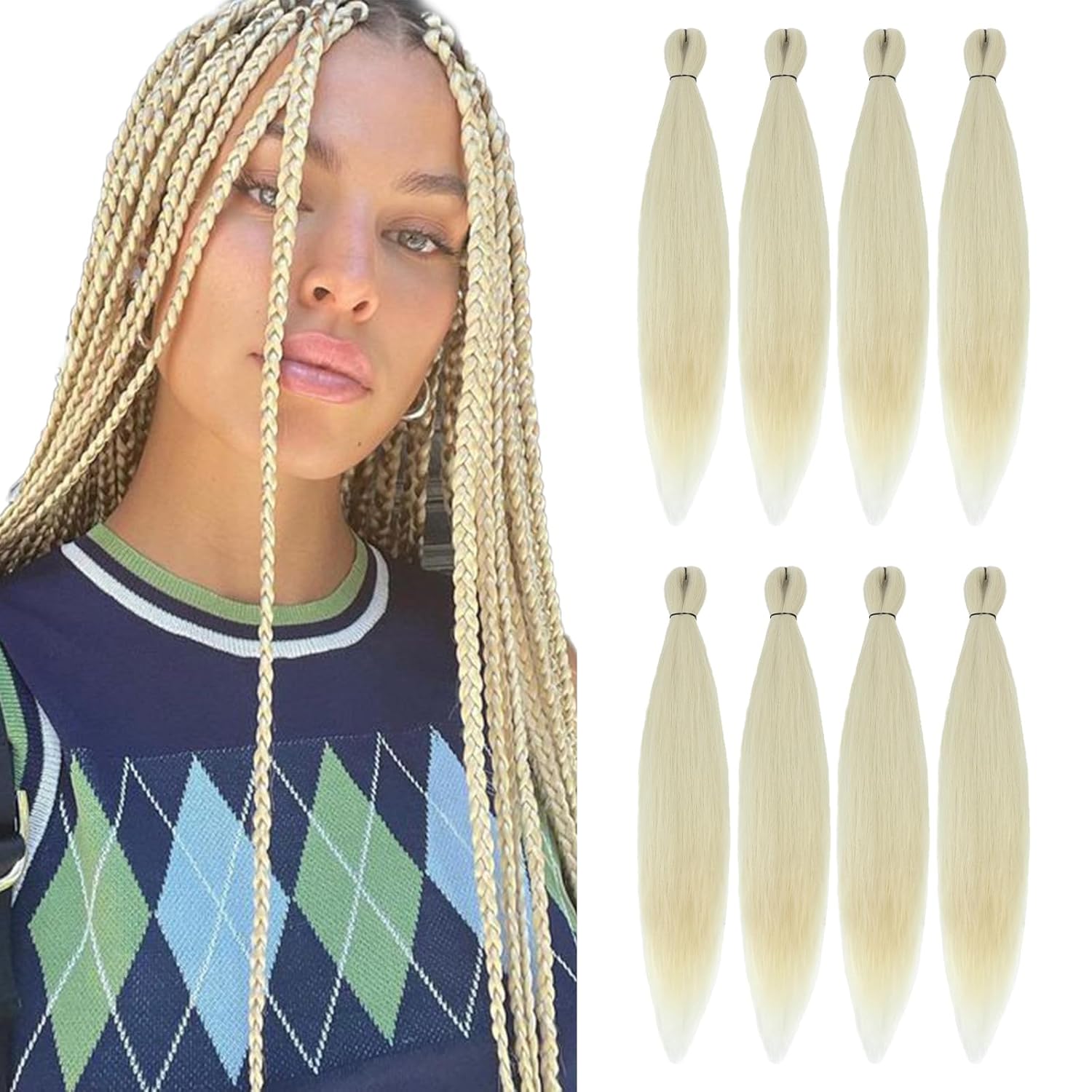 Blonde Braiding Hair Pre Stretched Braiding Hair 24 Inch 8