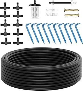 Automatisches Bewässerungsset enthält 10 Meter Bewässerungsleitung,10 Bewässerungstropfer,10 T-Stücke für Garten, Balkon, Pflanzen Bewässerung, Ergänzungsset für Solar Bewässerungssysteme