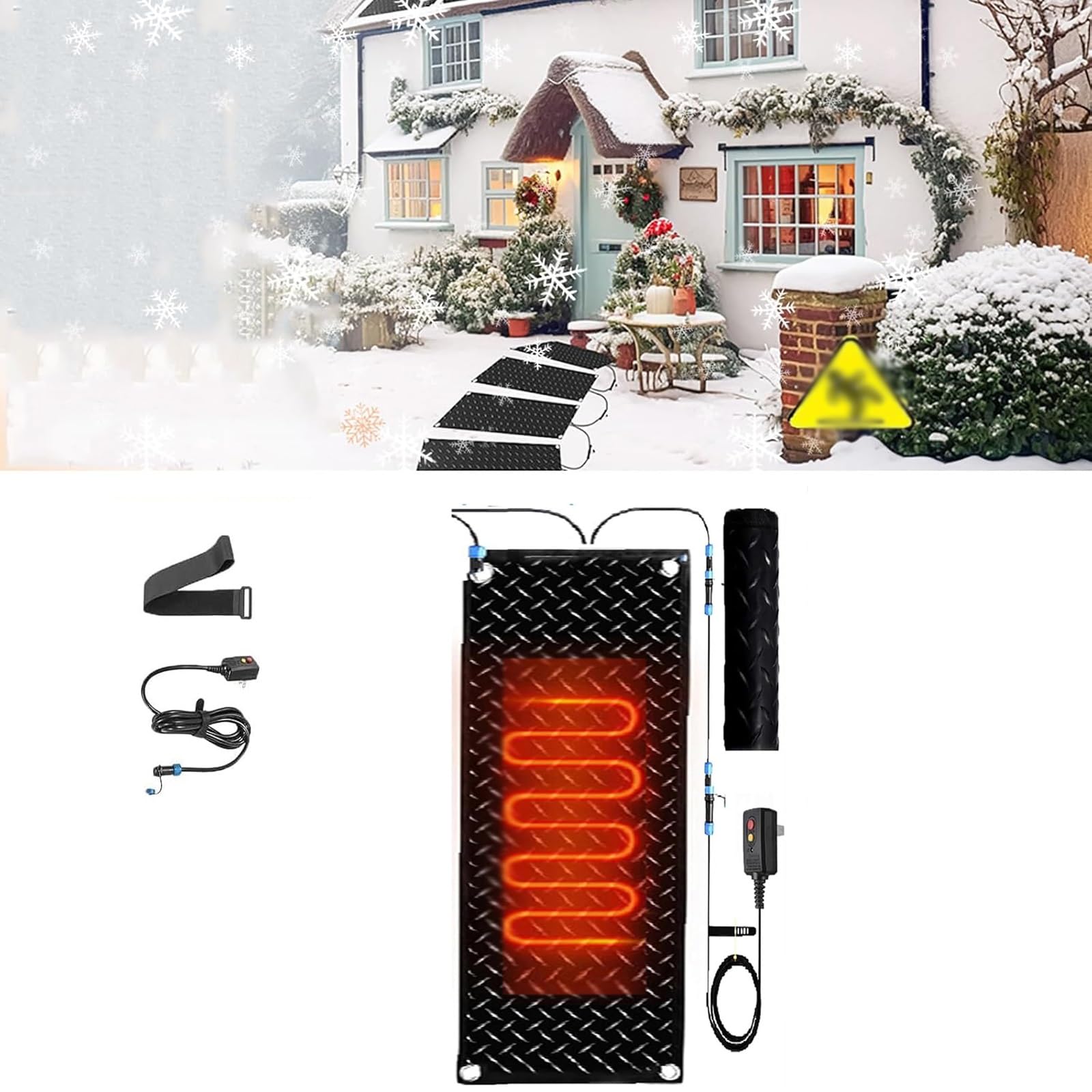 Tapis pour faire fondre la neige en plein air - Tapis d'hiver antidérapants pour entrées d'accès, escaliers et couloirs - Élimination efficace de la glace et de la neige (30 x 150 cm x 1