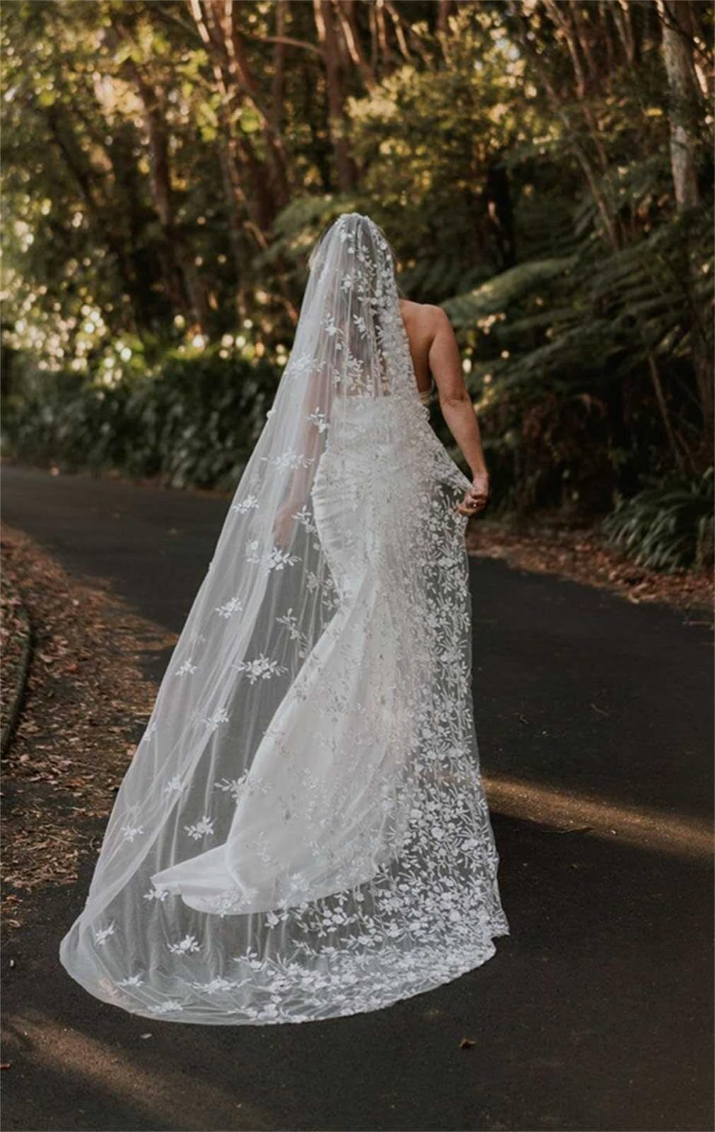Velo de novia de tul suave, longitud catedral, velos de piso con peine gratis, 1 nivel, accesorios de boda para novia y dama