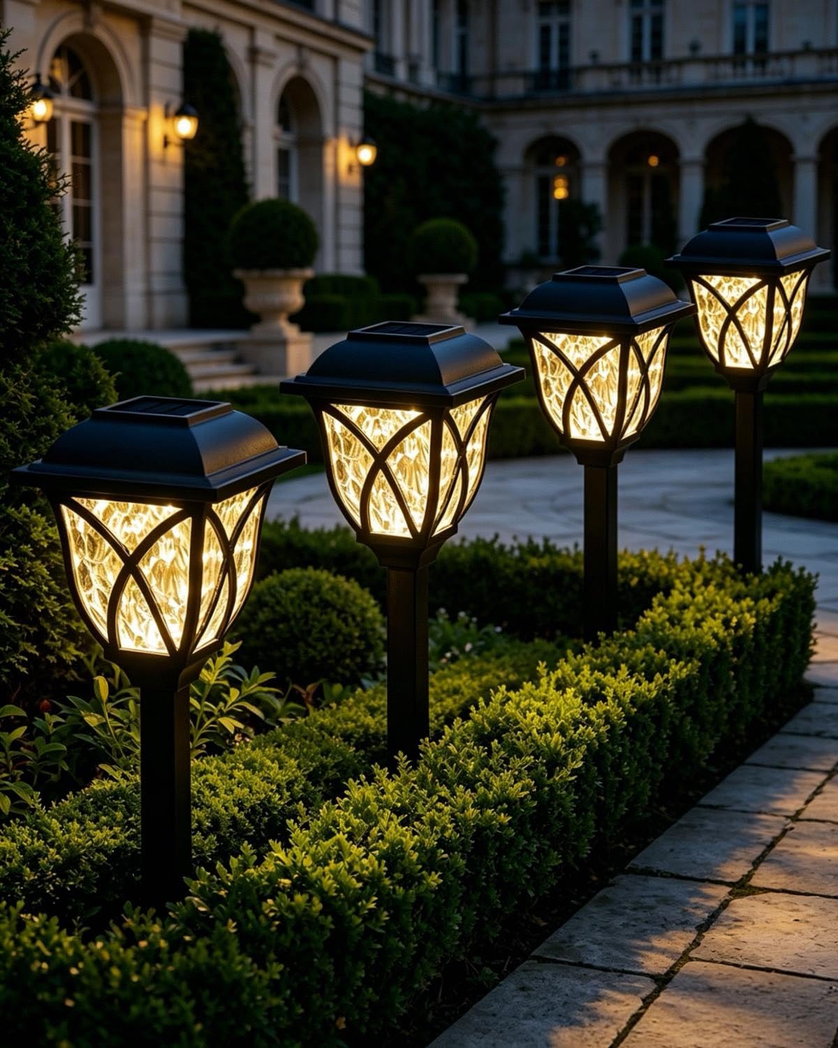 tuare 4 Pcs Waterproof LED Solar Outdoor Lights, Auto On/Off Solar Powered Pathway Lamp, Landscape Decoration Light for Yard Patio Garden Walkway