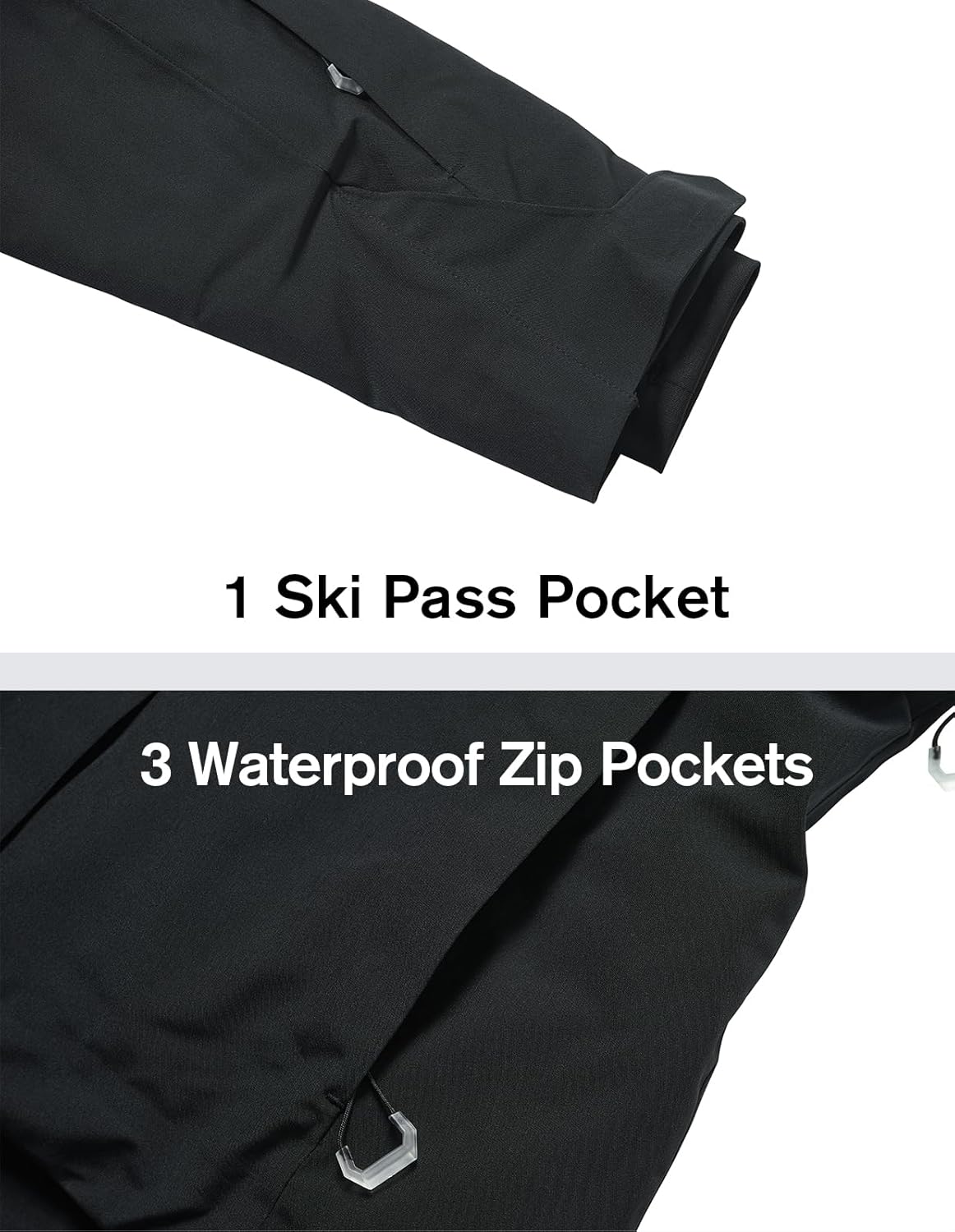 fit space Women's Pro Ski Jacket, Waterproof 15K Snowboard Jacket, Insulated Winter Coat with Helmet Hood & Armpit Vents - Image 7