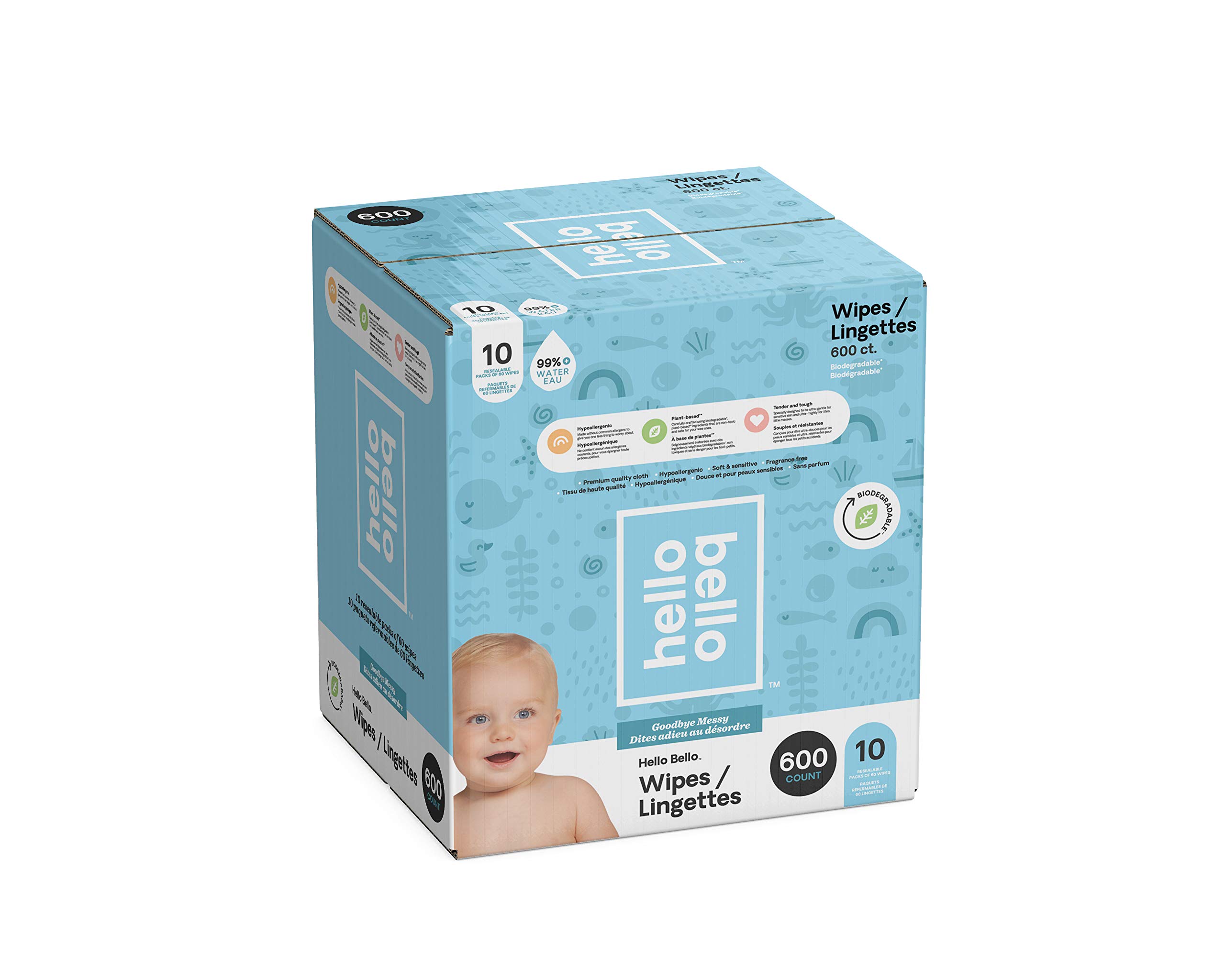 Buy Hello Bello Baby Wipes, Fragrance Free, Hypoallergenic, 99+ Water