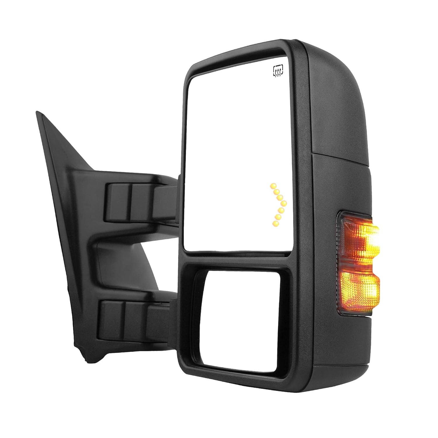 DWVO Passenger Side Towing Mirror for 2008-2016 Ford F250 F350 F450 F550 Super Duty - Power Heated, LED Signal, Manual Fold Extend