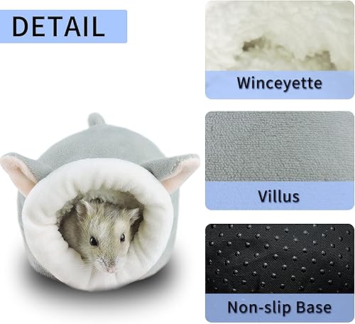 Miniatura 4 de WishLotus Cama para hámster, mini casa de hámster suave y cálida, bonita casa antideslizante para hámster para dormir, animales pequeños, casa de