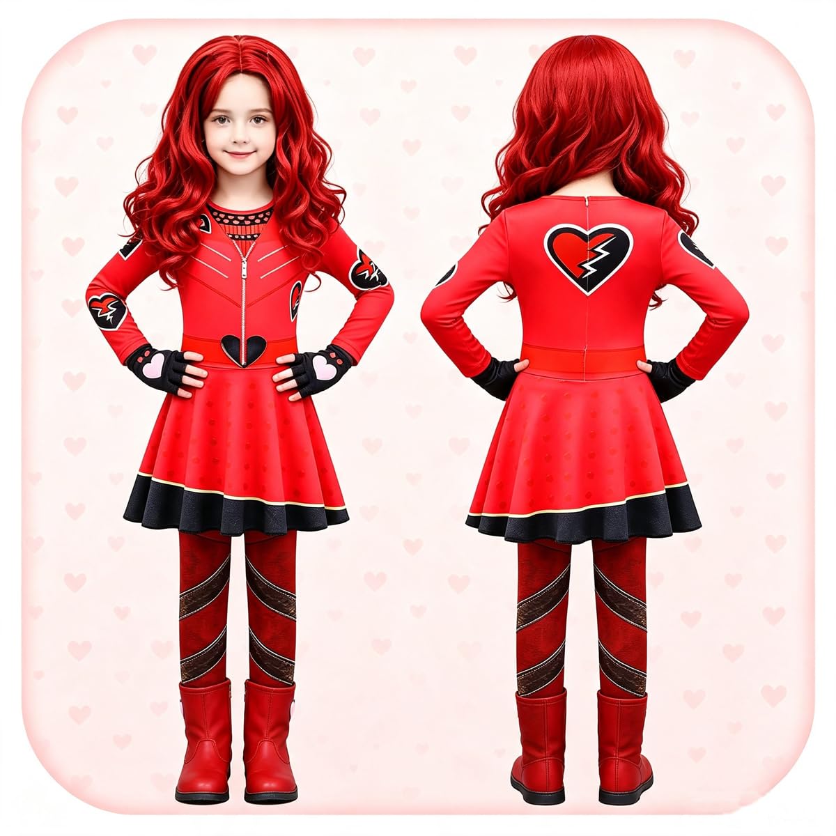 Costume da bambina con parrucca 3D per Halloween