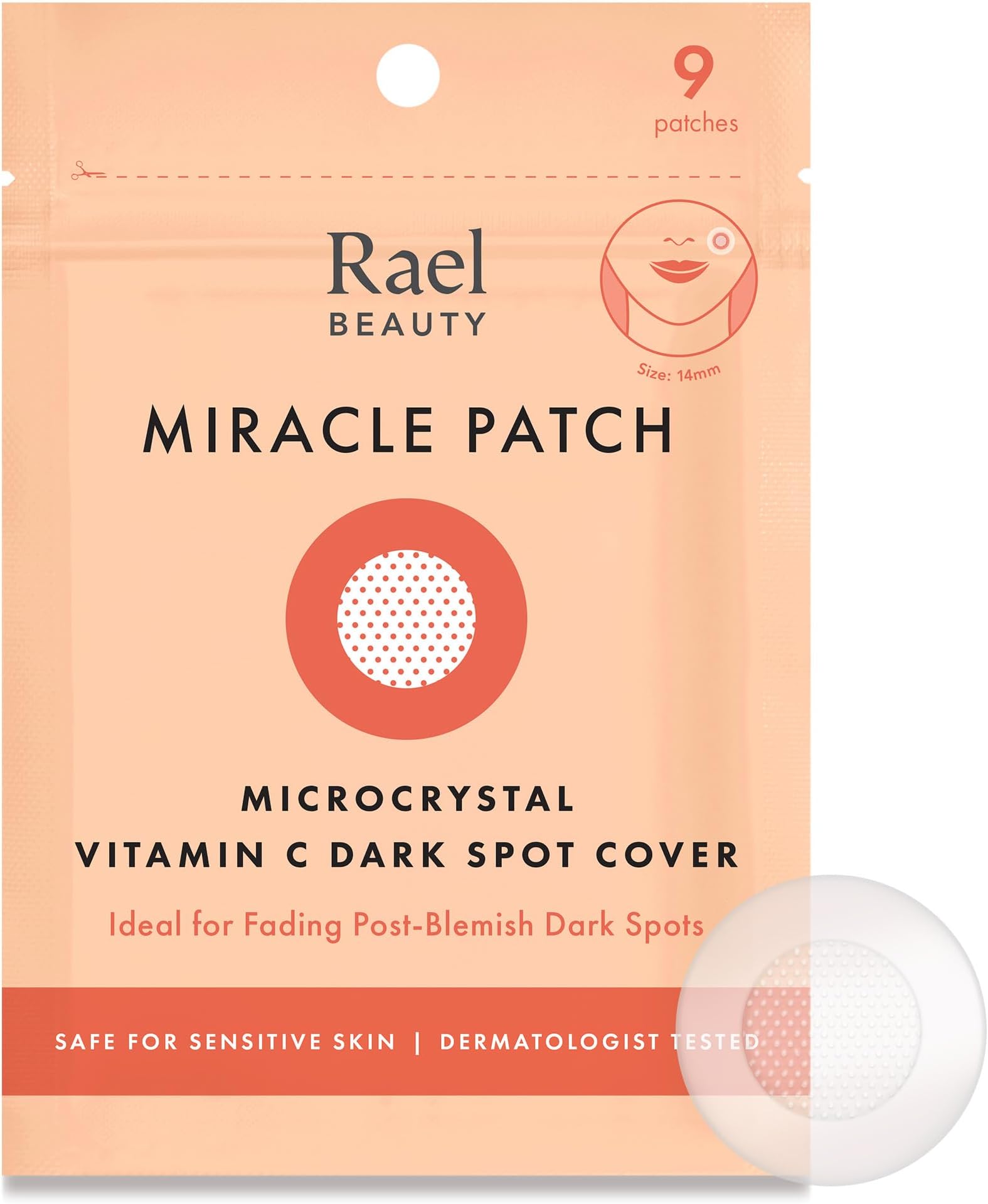 Rael Pimple Patches, Miracle Microcrystal Vitamin C Dark Spot Cover - Hydrocolloid Adhesive with Glutathione and Niacinamide, Post Acne Treatment, Korean Skin Care, Vegan, Free of
