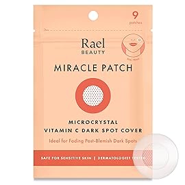 Rael Pimple Patches, Miracle Microcrystal Vitamin C Dark Spot Cover - Hydrocolloid Patch with Glutathione and Niacinamide, Korean Skin Care (9 Count)