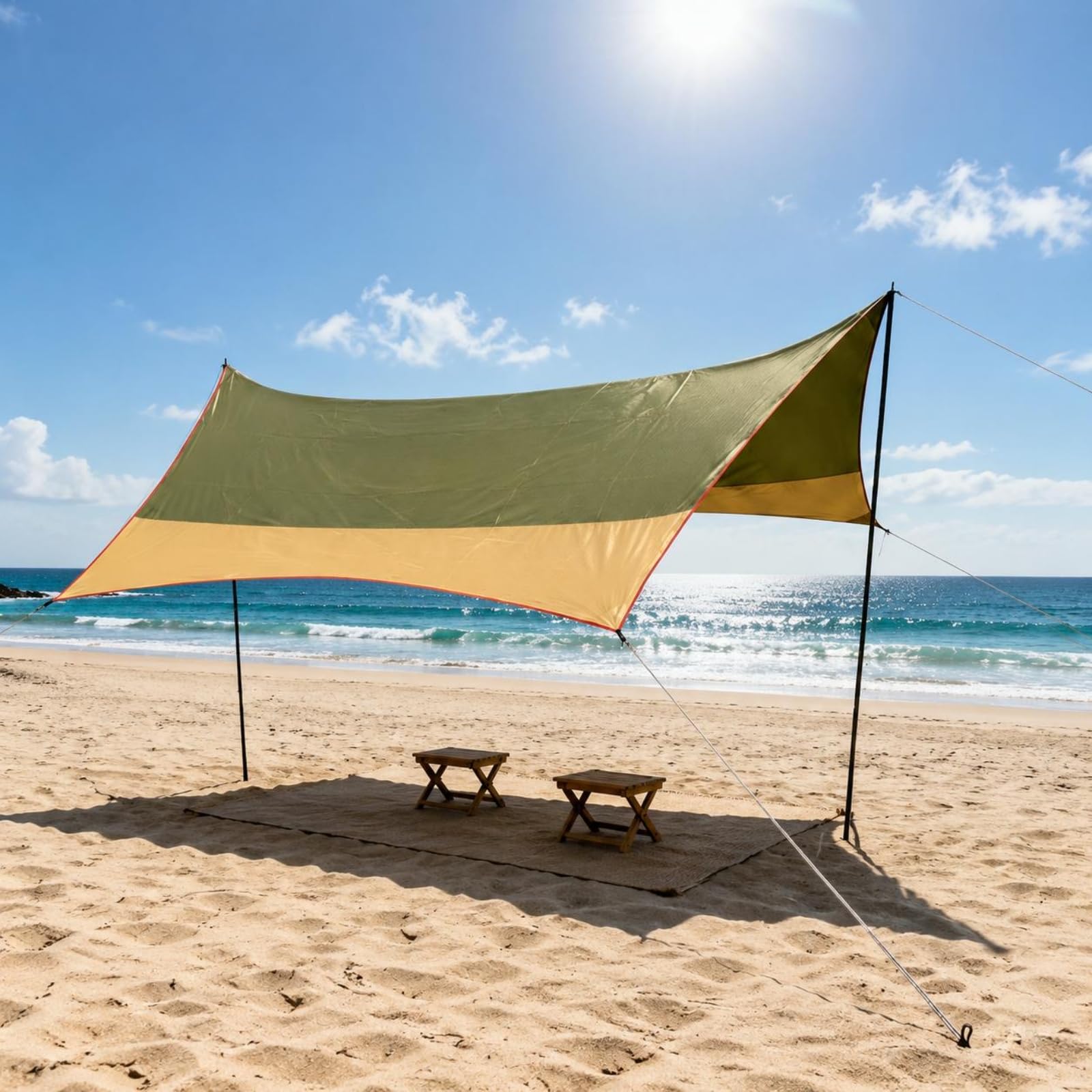 Tenda Parasole Grande Protezione Solare Tarp da Campeggio Leggera Copertura Campeggio per Campeggiatori
