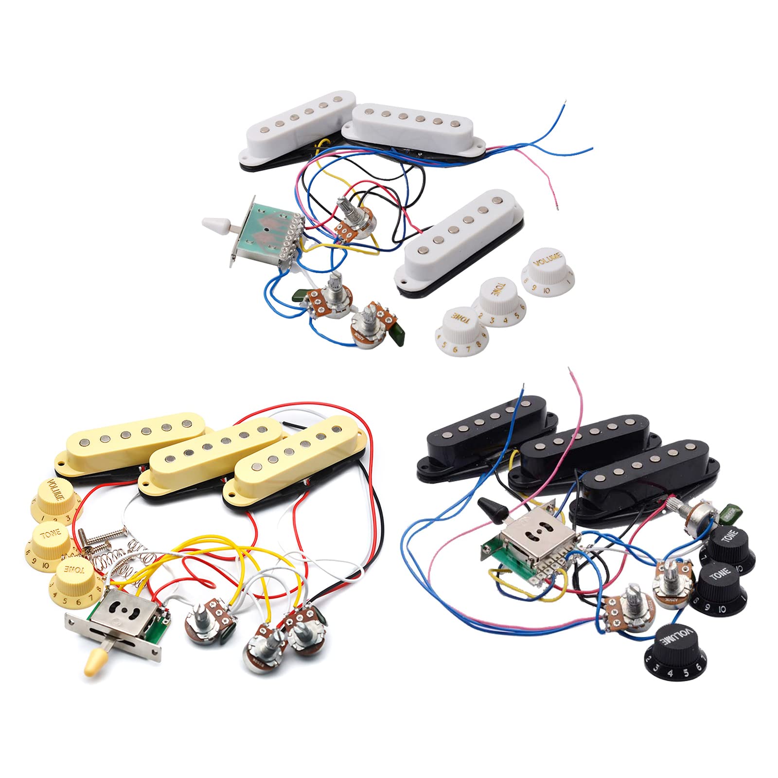 ZSYTF 3pcs 250k (2t+1v) Electric Guitar Wiring Harness Kit, Black