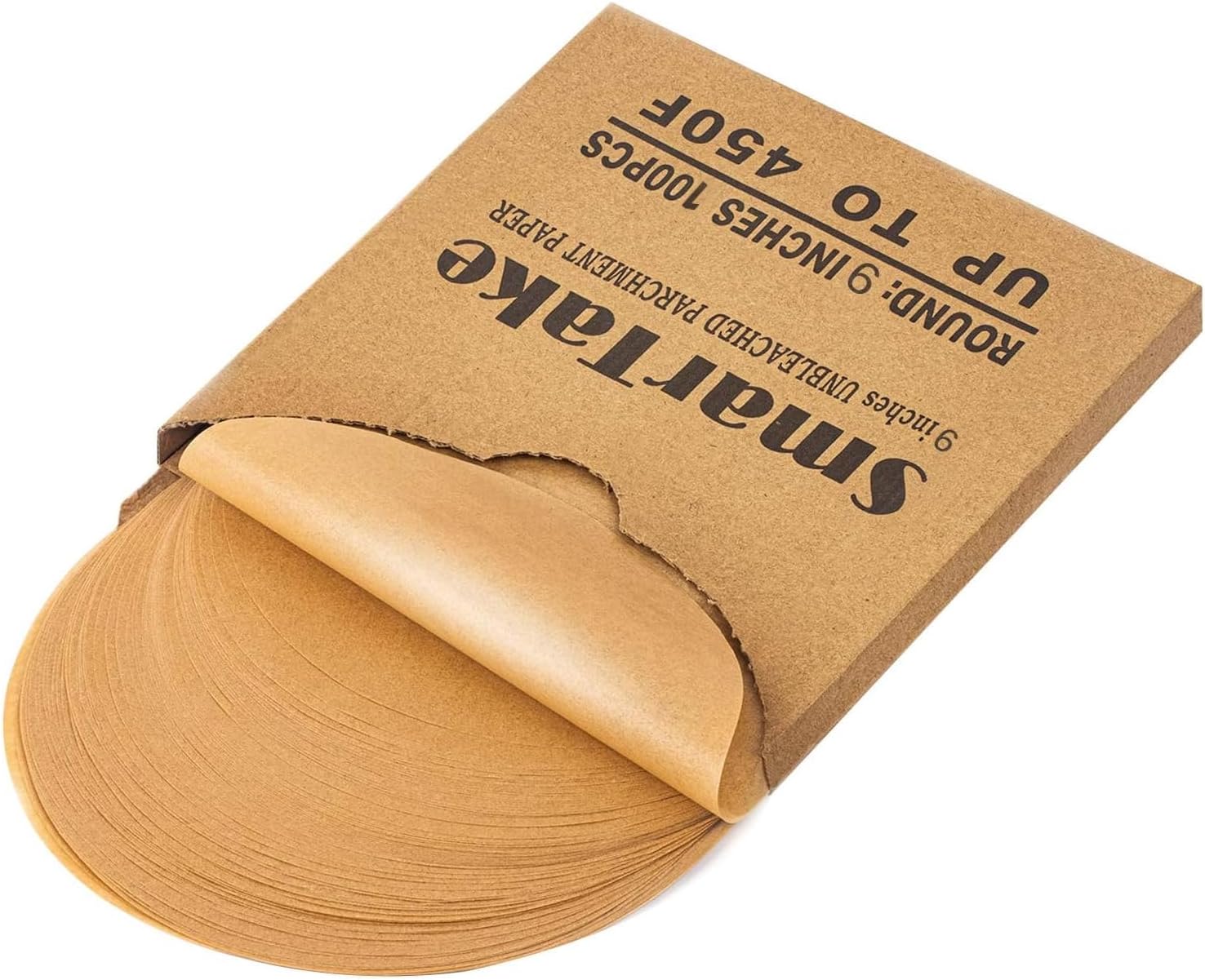SMARTAKE 100 Pcs Unbleached Parchment Paper Baking Sheets Round, 9 Inches Non-Stick Precut Baking Parchment, Perfect for Baking Grilling Air Fryer Steaming Bread Cup Cake Cookie and MoreThe Forest Stewardship Council