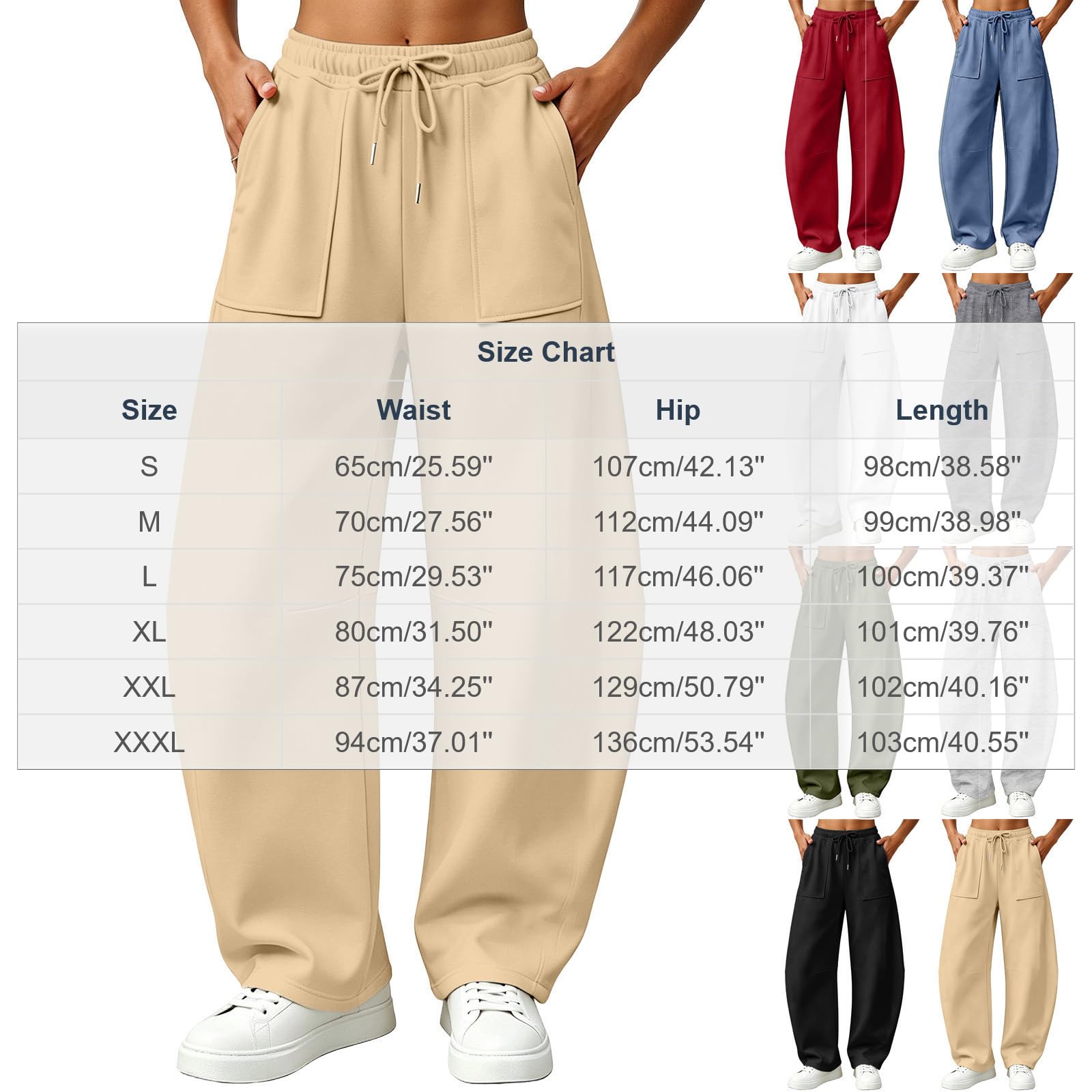 Generico Pantaloni da Jogging Donna Pantaloni a Gamba Larga con Elastico in Vita Pantalone Sportivi con Coulisse Comodi Pantlone Cotone Morbidi Casual Pants Lunghi per Allenamento e Fitness