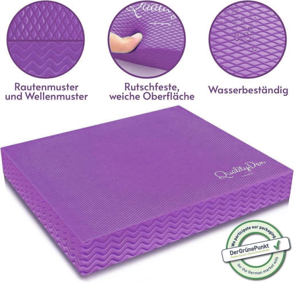 Quality Den Balance Pad, schiuma morbida antiscivolo, cuscino di equilibrio per stabilità e coordinazione – aiuta a rafforzare i muscoli profondi – Include manuale di esercizi elettronici