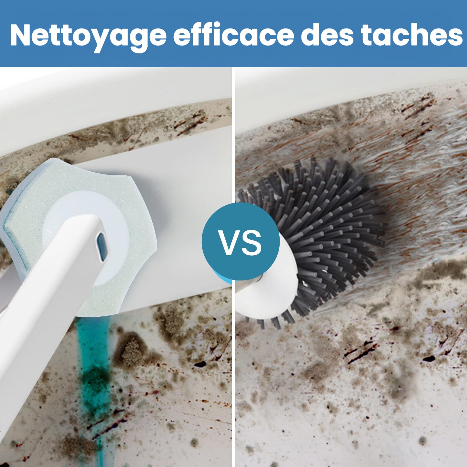 Brosse De Toilette Jetable DALIPER 40 Recharges - Nettoyage Mural Compact Avec Long Manche Et Support