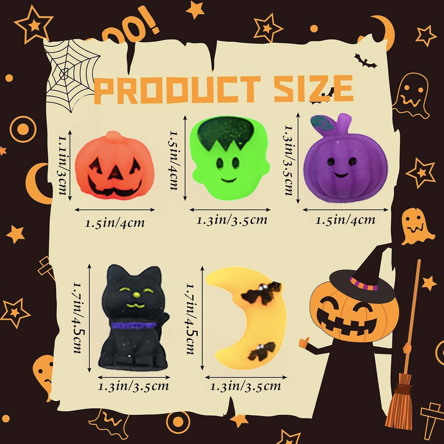 MOMAHUA 30Pcs Halloween Squishy Toys Set, Pumpkin, Ghost, Bat - Image 3