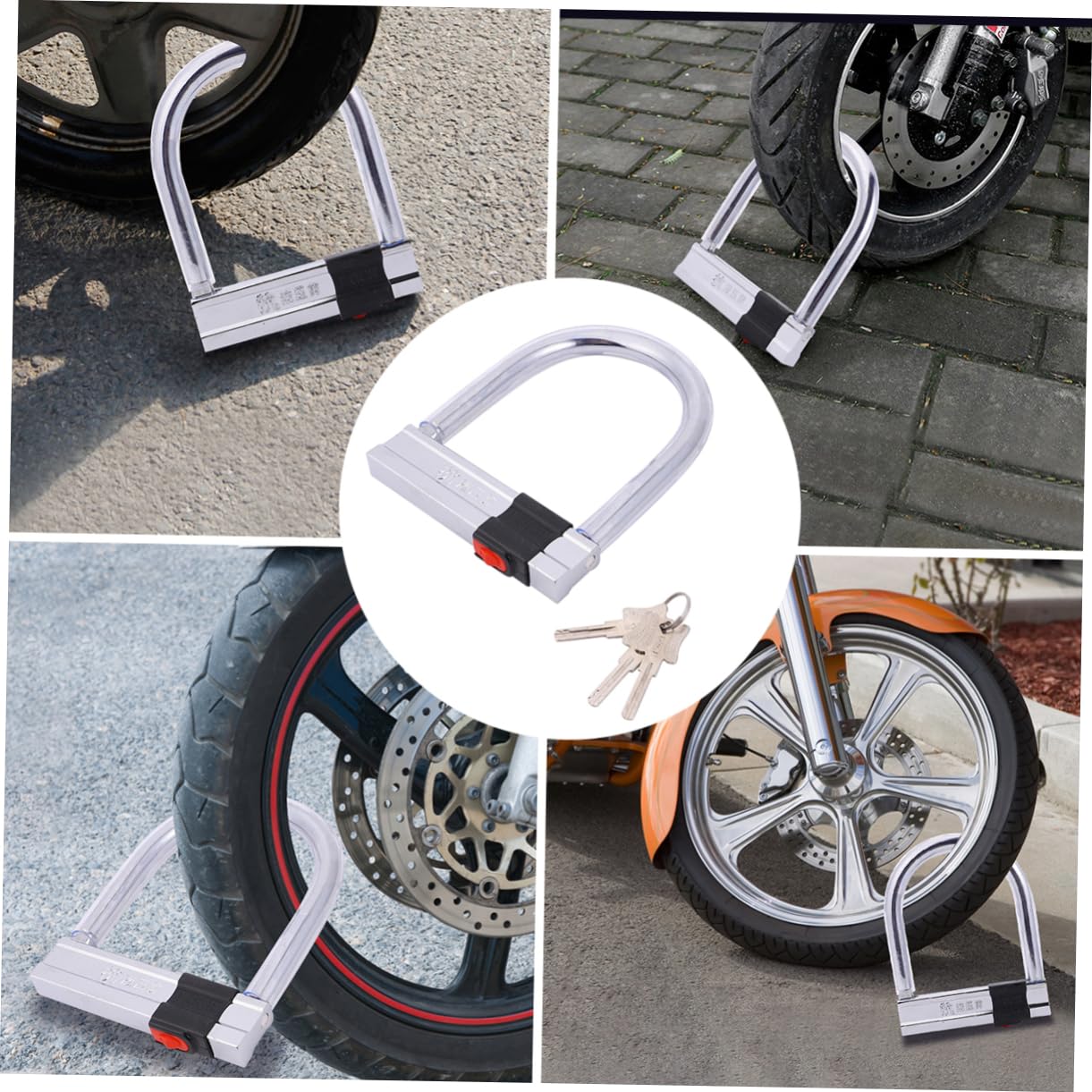 YARNOW 1 Pc antivol vélo en forme de U bike lock door lock Verrouillage pour portail verrou portail protecteur serrure scooter électrique équipement de cyclisme chaîne antivol Silver