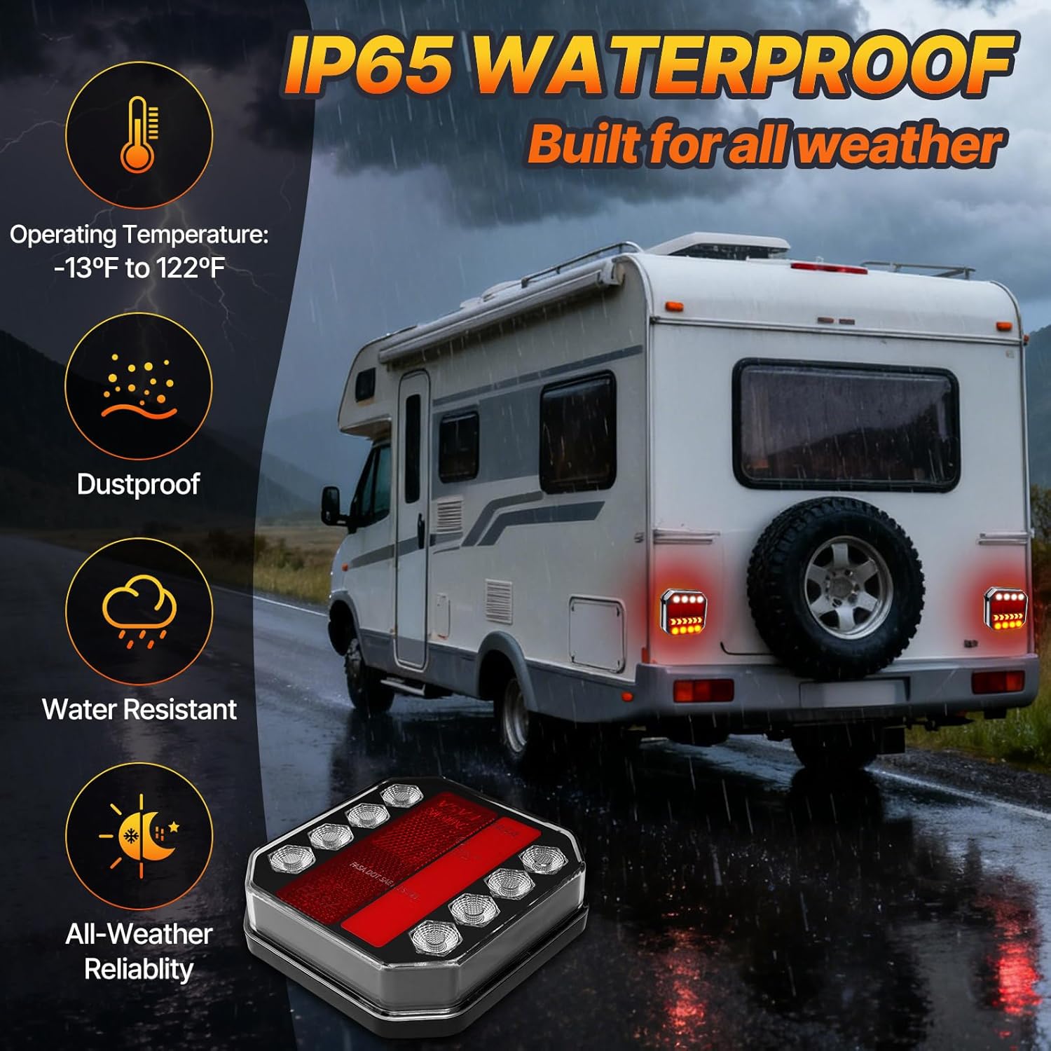 Wireless Trailer Lights Magnetic, Rechargeable Tow Light LED Kit with Retro-reflectors, Wireless Tail Lights for Trailer, Trucks, Boat, RV, Vehicle, Caravan, IP65 Waterproof