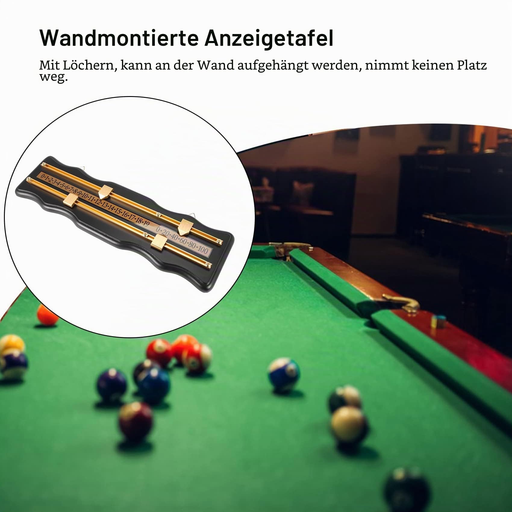 Billard Anzeigetafel Wandmontierte Anzeigetafel Snooker Anzeigetafel Internationale Anzeigetafel Aus Gebeiztem, Schwarz