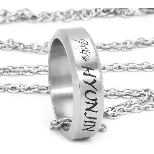 Fanstown Kpop Stray Kids Engraved Ring + Necklace