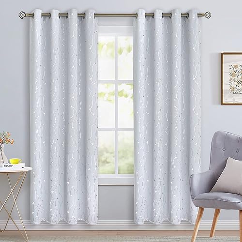 Miniatura 2 de BGment Cortinas Blancas de 84 Pulgadas de Largo, Juego de 2 Paneles con Ojales, Aislamiento Térmico para Oscurecer la Habitación, Cortinas de