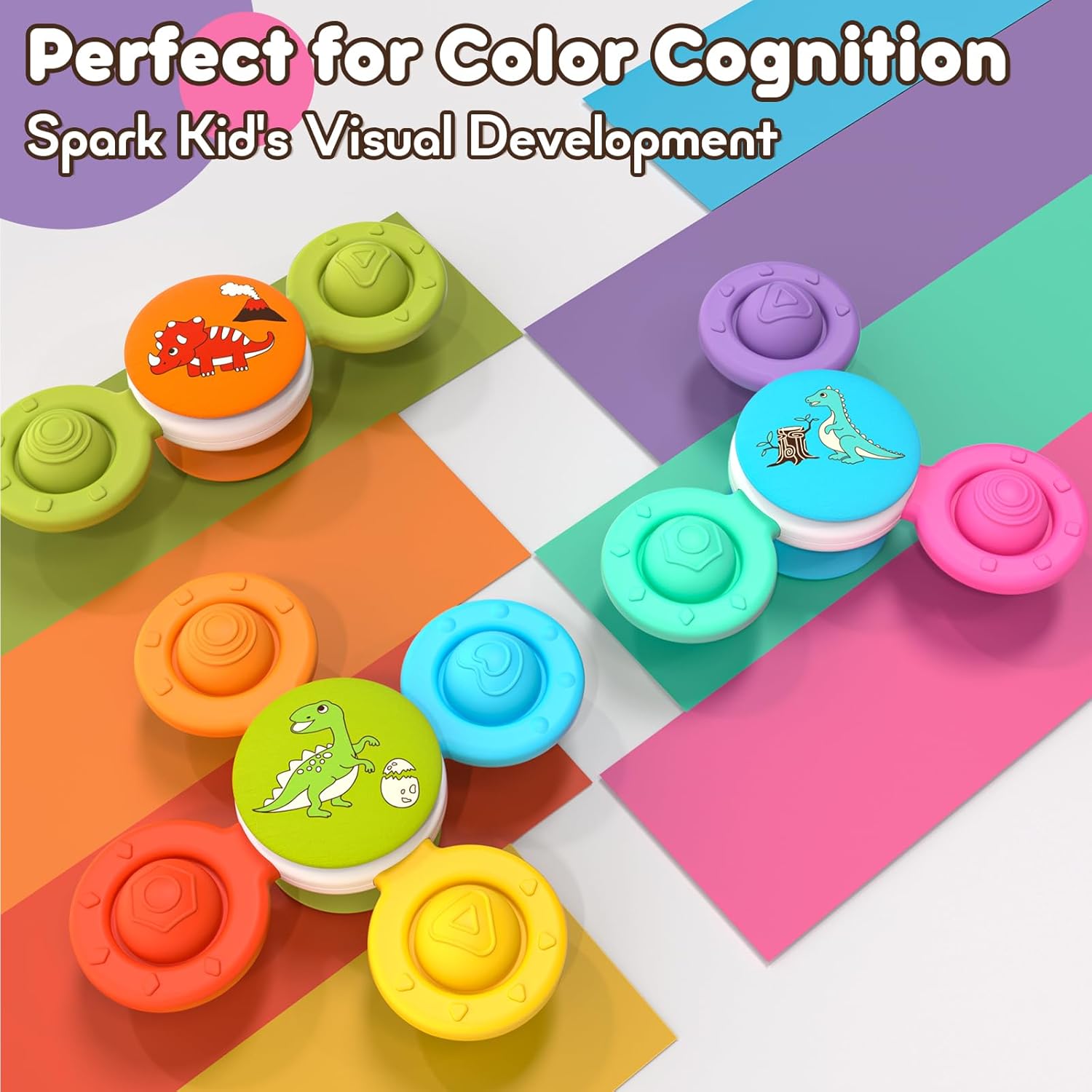 Lehoo Castle Toddler Bath Spinners, 3 Pcs Silicone Suction Cup Spinners, Baby Toys for 1+ Year Old, Sensory Toys for Toddlers 1-3